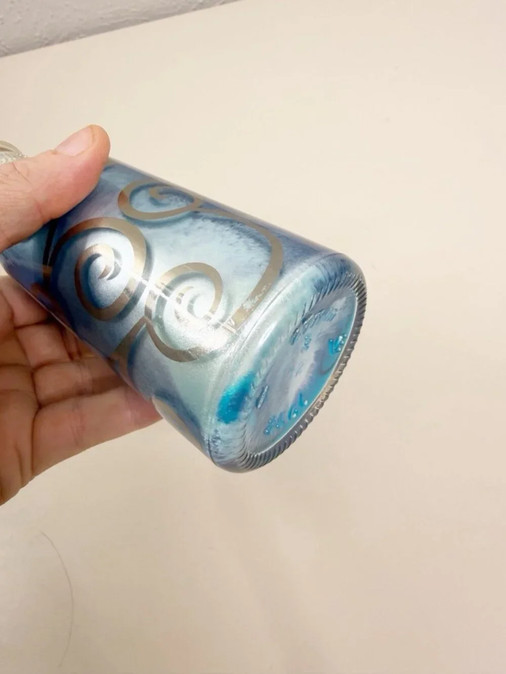 VTG Pier One Bath Foam Spice Fragrance 8.4 Oz Blue Glass Bottle Italy NOS